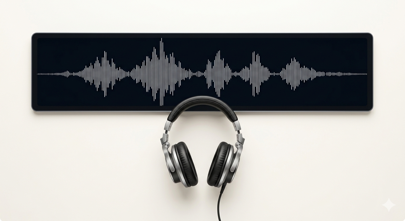 Person recording audio on a laptop